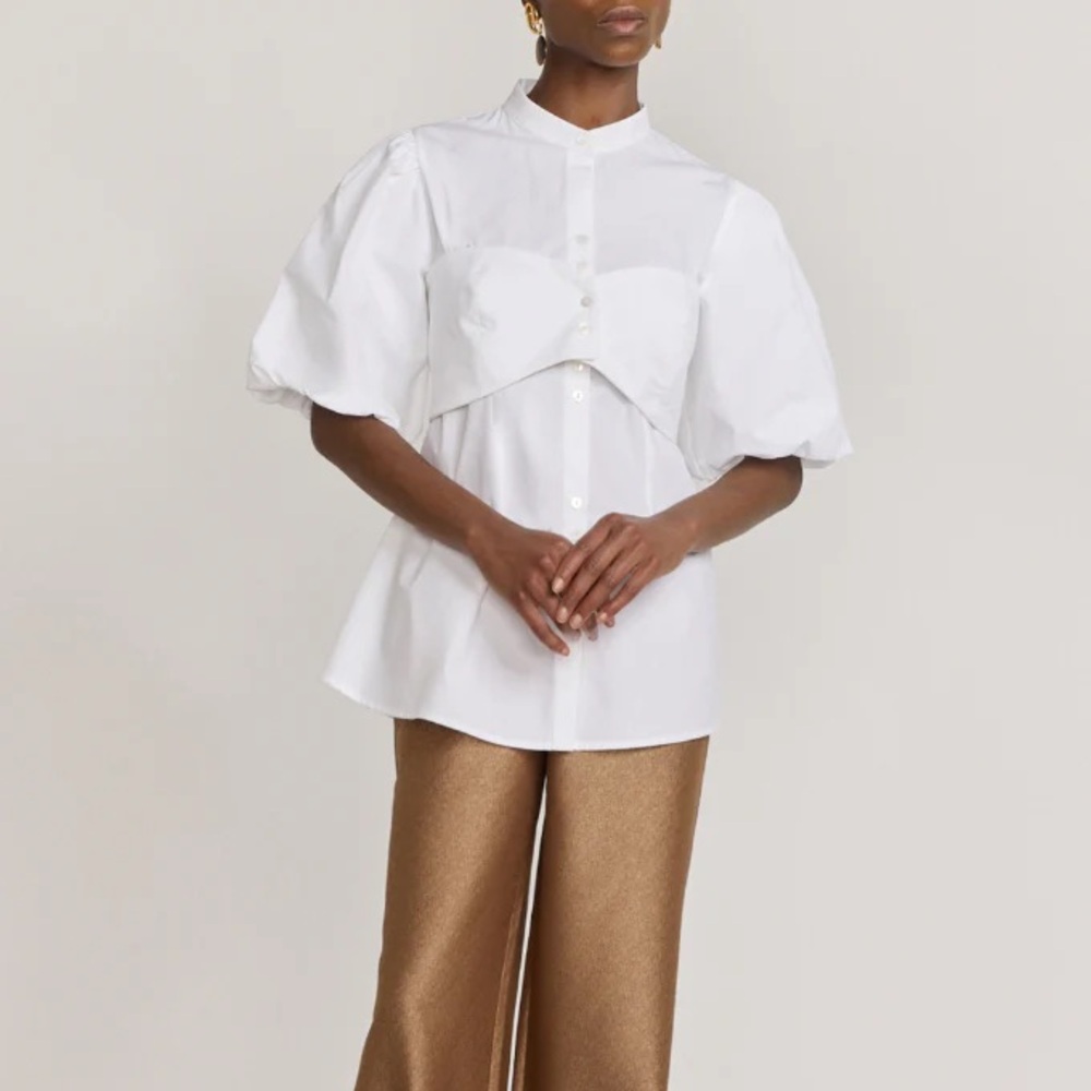 Destree White poplin sculpted blouse